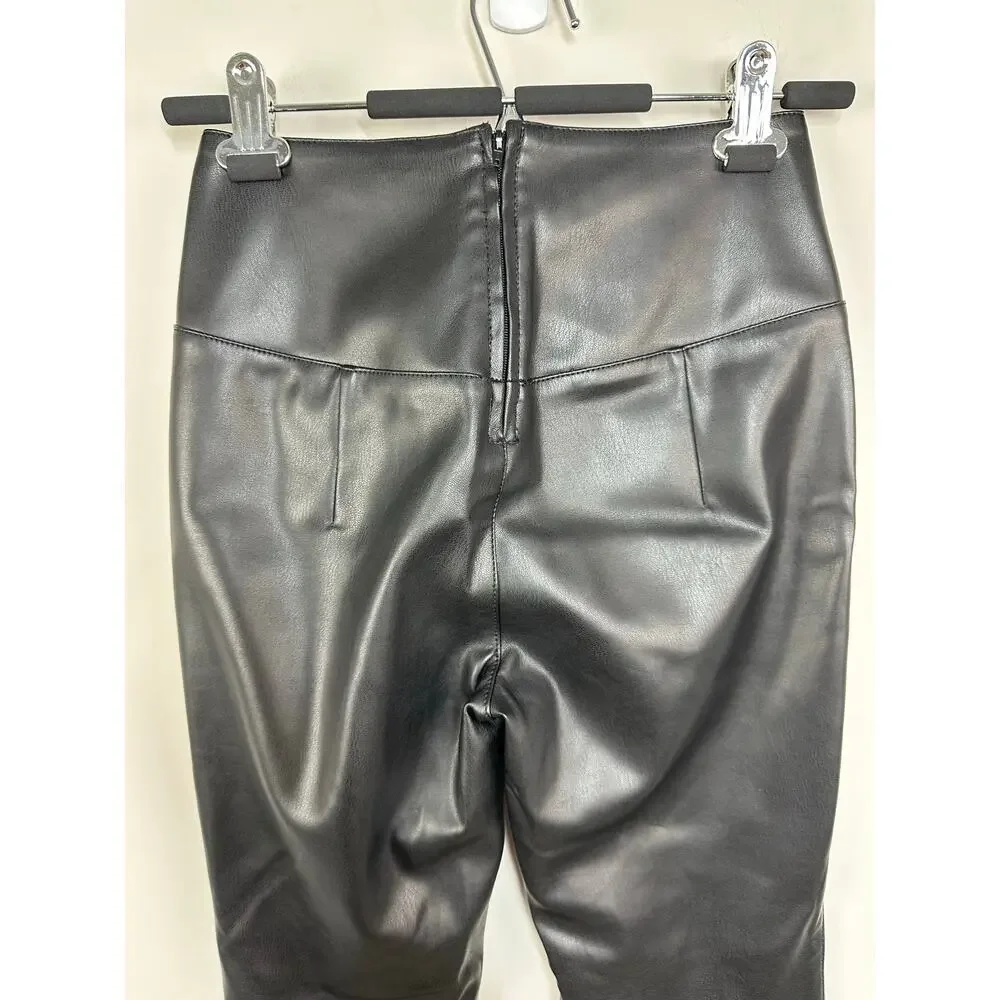 Free People Venice Beach Vegan Flare Pants Black Size 25 Short